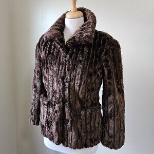 White Stag Brown Faux Fur Coat Jacket Size S